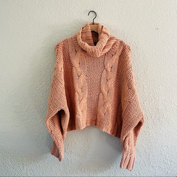 HYFVE Sweaters - HYFYVE Chunky cable Knit Blush / Pink Turtleneck Sweater